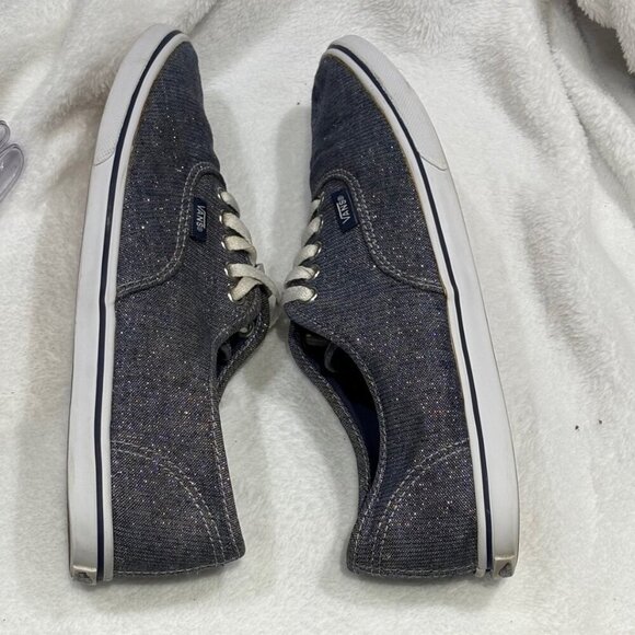 Vans Blue Denim Glitter Low Top Skate Sneaker Shoes Men's 8 Women’s 9.5 - Picture 7 of 11